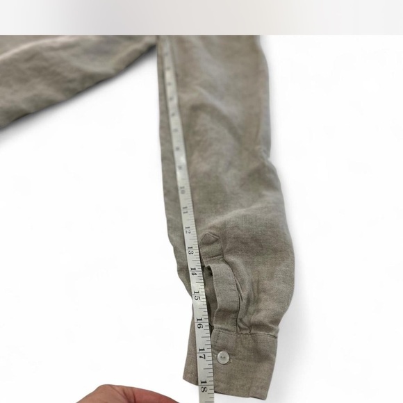 Luxury Linen |Charter Clubl Long-sleeve Button Down in Sand Stone Oversized XS - Picture 8 of 8